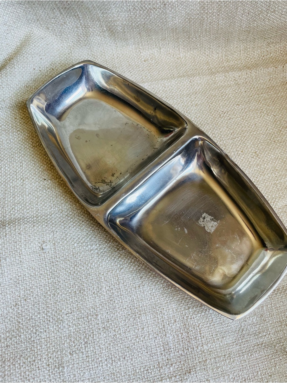 Pottery Barn Barona Silver-Tone Divided Tray